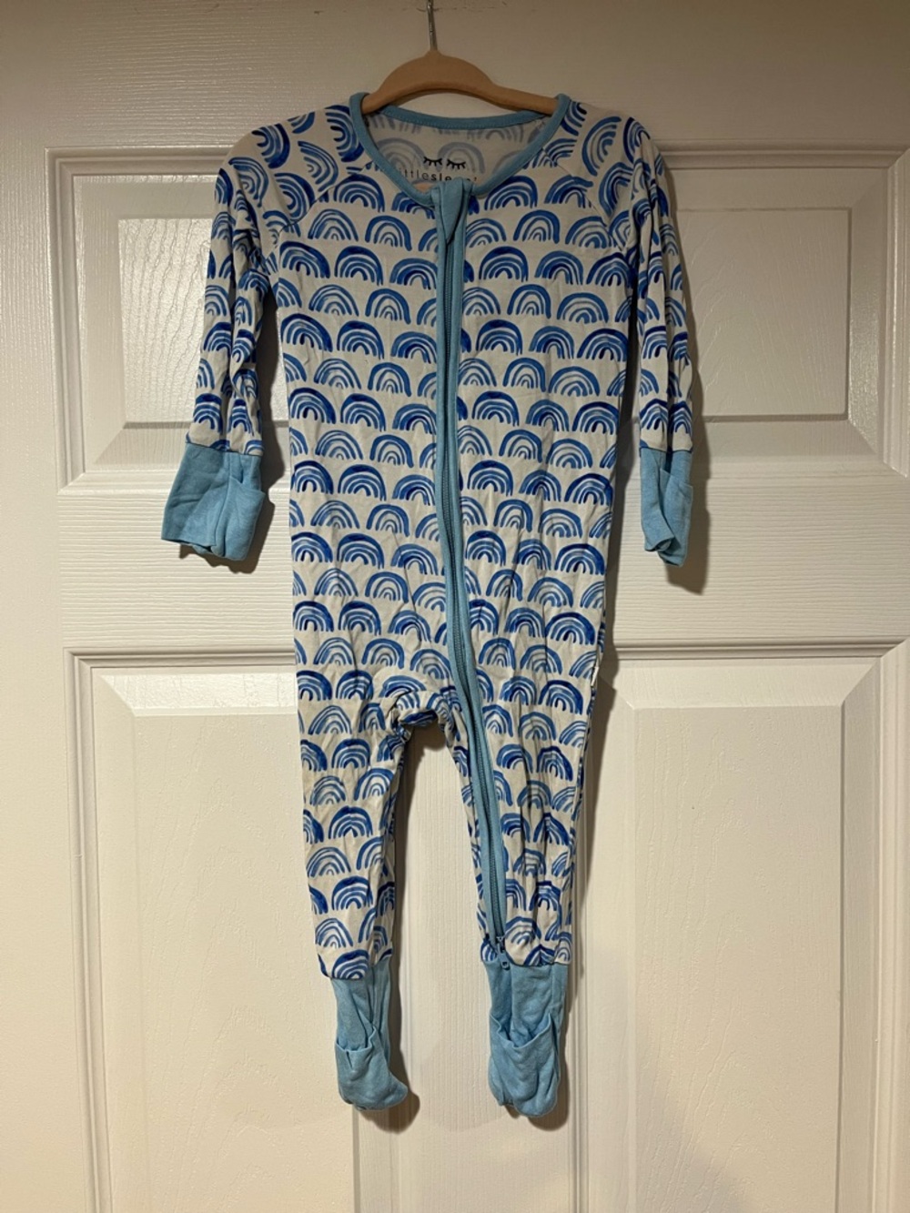 Little Sleepies Blue Rainbow Print Bamboo Footed One-Piece Pajamas - Kids